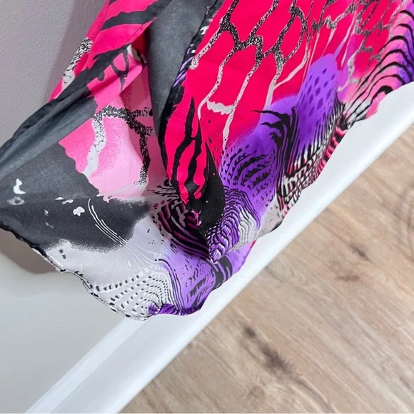 Winlar Purple Pink Animal Print V-Neck Kaftan Muu Muu Maxi Dress Womens One Size - Picture 6 of 13